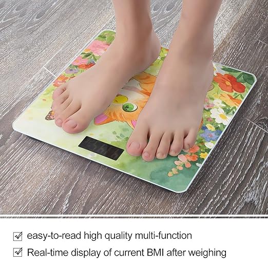 Chasing Butterflies Little Orange Smart Scale for Body Weight Digital Bathroom Scale Toughened Glass Weight Scale with Large LCD Backlight Display High Precision Scales Weighing Machine