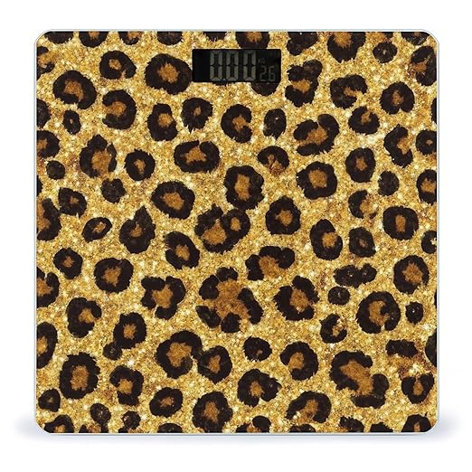 Smart Scale for Body Weight Digital Bathroom Weighing Scale Energy Saving Scale Black Gold Glitter Wild Chic Animal Cheetah Leopard Ptint