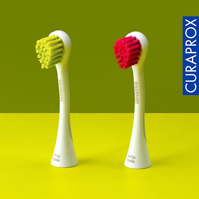 Curaprox Hydrosonic Brush Heads Rainbow Sensitive Duo – for Gentle Gum Care &amp Precise Cleaning | Magenta/Green 2-Pack | Compatible with All Sonic Models | Swiss Made