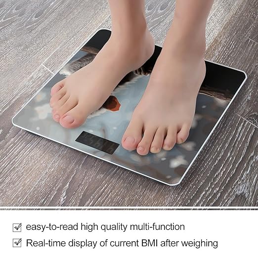 Cute Monkey Bathroom Scale for Body Weight Bathroom Digital Electronic Weighing Scale with Back Lit LED Display Sturdy Tempered Glass Weight Watchers Scales 400lb