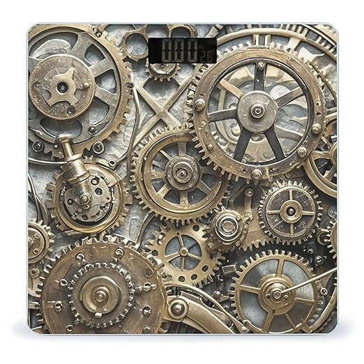Cool Steampunk Gears Scale for Body Weight Accurate Digital Bathroom Scale Toughened Glass High Precision Scales Smart Weight Scales with Large LCD Backlight Display Weighing Machine