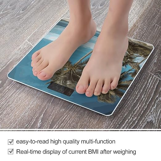 Beach Coconut Tree Scale for Body Weight Digital Bathroom Scale Precision Smart Weighing Scales with Clear LED Display Accurate High Precision Scales Weighing Machine