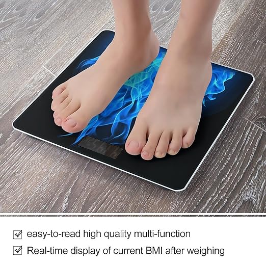 Blue Flame Scale for Body Weight Sturdy Tempered Glass Weighing Scales with LCD Display Accurate Digital Bathroom Scale Convenient Body Fat Smart Scales 400lb