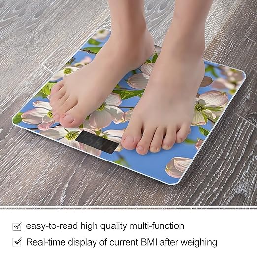 Spring Dogwood Blossoms Weight Scale Highly Accurate Digital Weighing Scale with Large LCD Display Smart Bathroom Scales for Home Bedrooms and Gift Giving