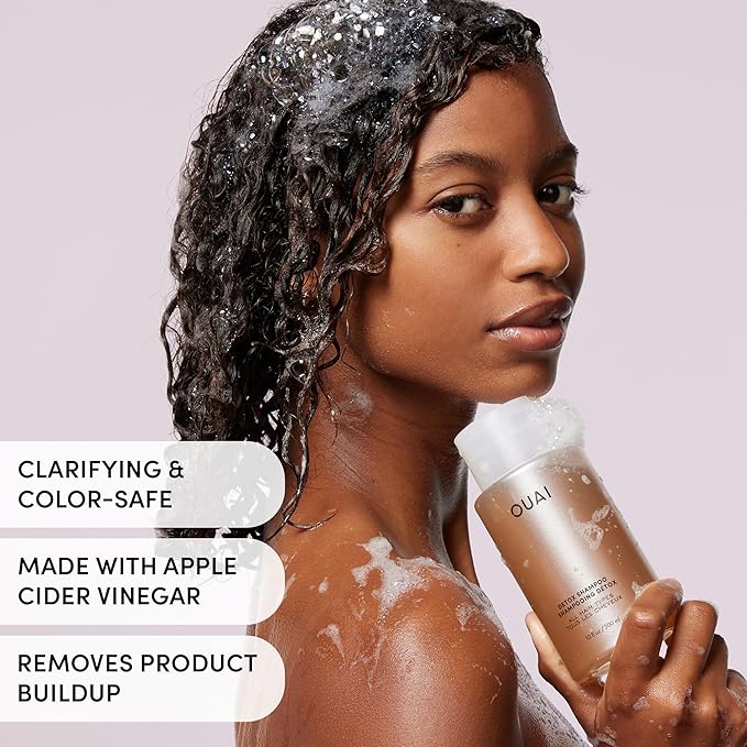 OUAI Hair Care Set - Clarifying Shampoo &amp Exfoliating Scalp Scrub - Deep Cleansing &amp Balancing - Hair Care Kit with Detox Shampoo &amp Travel Size Sugar Scrub for Scalp (2 Count)