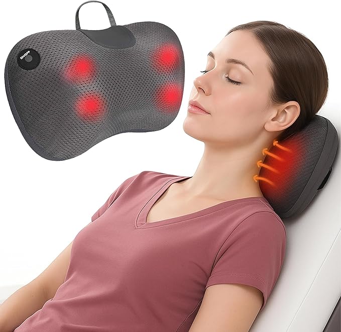 Back and Neck Massager with Heat -Deep Tissue Neck Massager with Heat and Shiatsu Kneading for Shoulder Leg Foot Body Pain Relief - Electric Kneading 3D Massage Pillow Gifts for Men Women Christmas