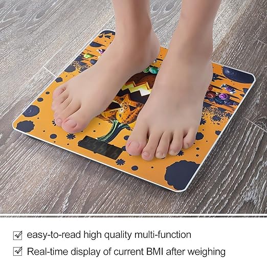 Halloween Pumpkin Monster Scale for Body Weight Highly Accurate Digital Bathroom Body Scale Digital Bathroom Scales for People Anti-Slip Large LCD Display Smart Scales