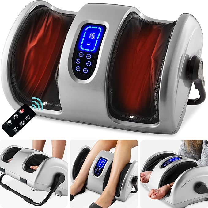 Best Choice Products Heated Shiatsu Foot Massager for Pain Relief Plantar Fasciitis Neuropathy Blood Circulation w/Compact Design - Silver