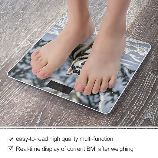 Husky in Snow Dog Scale for Body Weight Digital Bathroom Scale Accurate Smart Weight Scales with Large Display Weighing Machine High Precision Scales