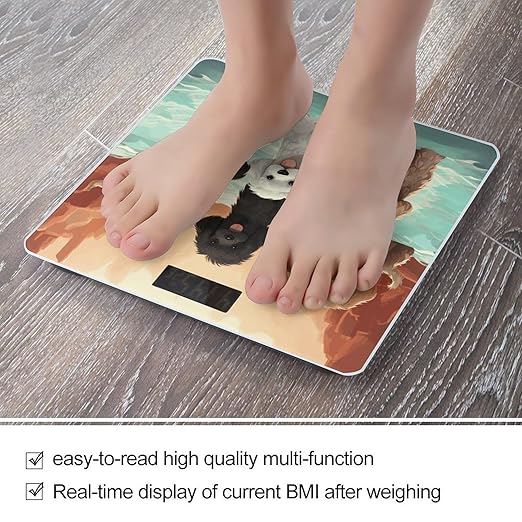 Poodles DogsScale for Body Weight with LCD High Precision Weighing Scales Fashion Sturdy Tempered Glass Weight Scales Easy-to-Read Digital Bathroom Scale for Daily 400lb