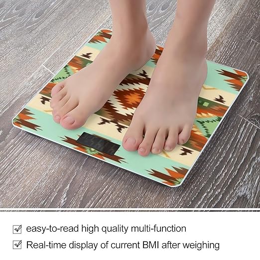 Smart Scale for Body Weight Automatic Switch Digital Bathroom Weighing Scale Ethnic Geometric Pattern Mexican Tribal
