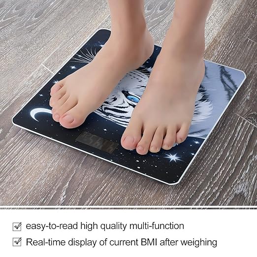 Tiger and Moon Weight Scale Large Bathroom Scales Digital Weight with Bright LED Display Non Slip Automatic Weighing Scale Fashion Weighing Machine for Body