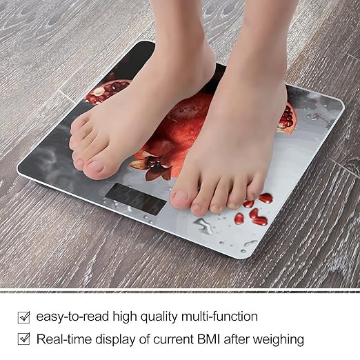 Pomegranate Weight Scale Digital Electronic Scales Bathroom Scale Larg LCD Backlight Display High Precision MeasurementsTempered Glass