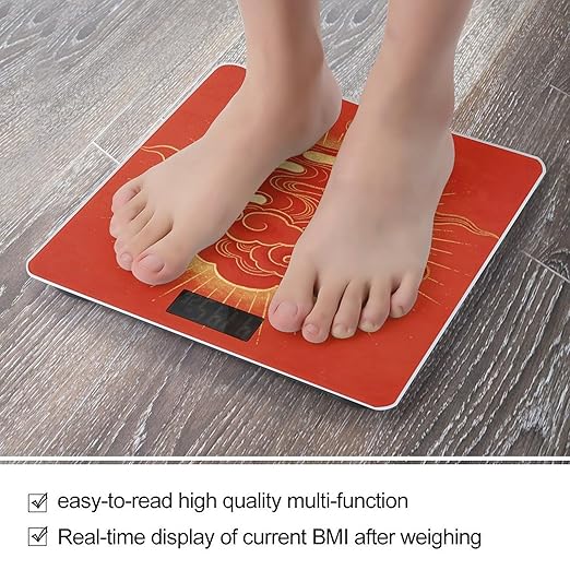 Auspicious Red Cloud Smart Scale for Body Weight Digital Bathroom Scale Toughened Glass Weight Scale with Large LCD Backlight Display High Precision Scales Weighing Machine