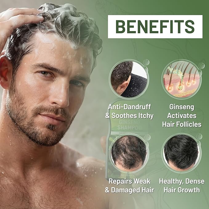 ABERA Folliculitis Shower Gel and Ginseng Anti Dandruff Shampoo for Men &amp Womenlon &amp Tea Tree 1 Box + Ginseng Anti Dandruff Shampoo Scalp Fungus Treatment Reduce Itching (Set 2)