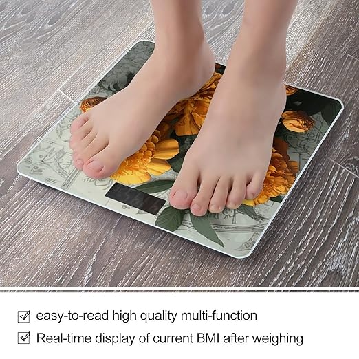 Marigold Bathroom Scale for Body Weight 400 Lb Weight Scale with High Precision Sensors Tempered Glass Highly Accurate Digital Weighing Machine for People