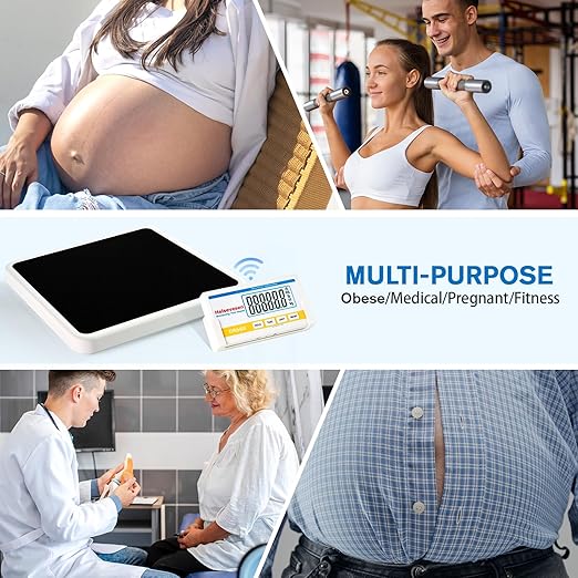 Helsevesen Professional Medical Bariatric Scale Digital Bathroom Scales Low-Profile Heavy Duty Bariatric Scale with Anti-Slip Rubber Mat (DR660WL)
