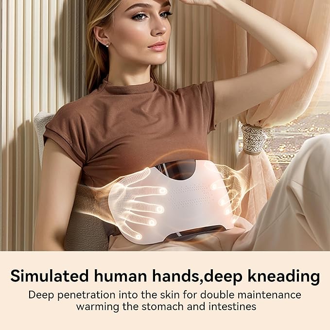 Automatic Abdominal Massager Bianstone Belly Rubbing Instrument Dual-use for Waist and Abdomen Positive and Negative Massage Flatulence Relief Promote Intestinal Peristalsis (White)