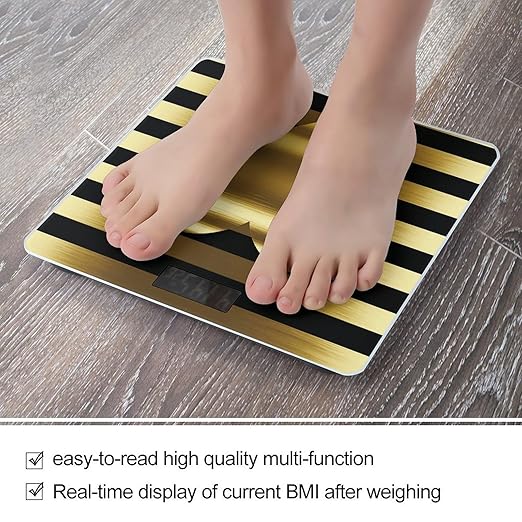 Gold Heart Stripe Scale for Body Weight Accurate Digital Bathroom Scale Toughened Glass High Precision Scales Smart Weight Scales with Large LCD Backlight Display Weighing Machine
