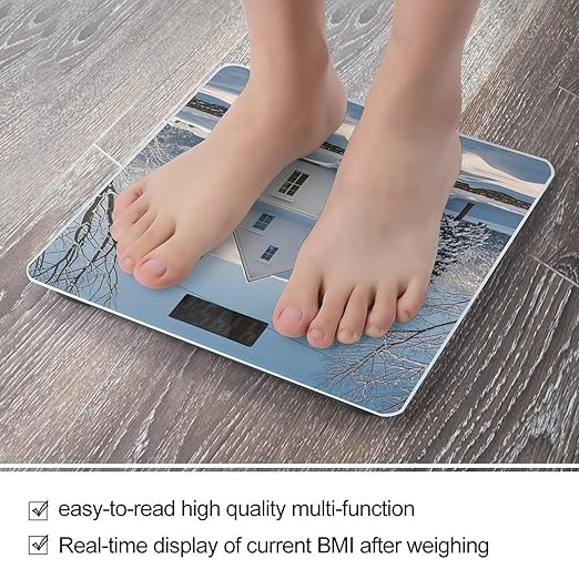 Winter House Bathroom Scale for Body Weight Bathroom Weighing Scales with Back Lit LED Display Sturdy Tempered Glass Body Weight Bathroom Scale 400lb Weighing