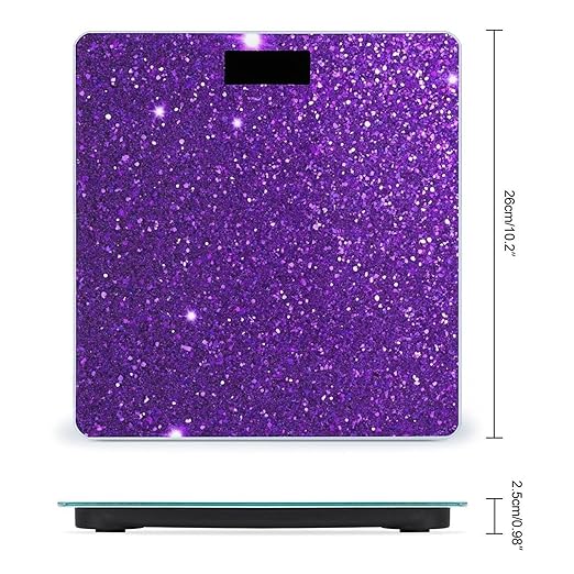 Automatic Switch Digital Bathroom Weighing Scale Smart Scale for Body Weight Purple Glitter Sparkle Texture