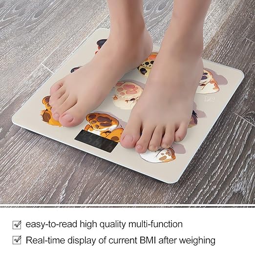 Cute Dog Paw Bathroom Scale for Body Weight Bathroom Weighing Scales with Back Lit LED Display Sturdy Tempered Glass Body Weight Bathroom Scale 400lb Weighing