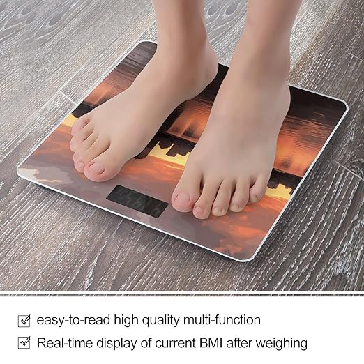 Boston Charles River City Skyline Sunset Bathroom ScaleHighly Accurate Digital Weighing Machine for People Bright LED Display Weight Scale for The Aldult Home Use