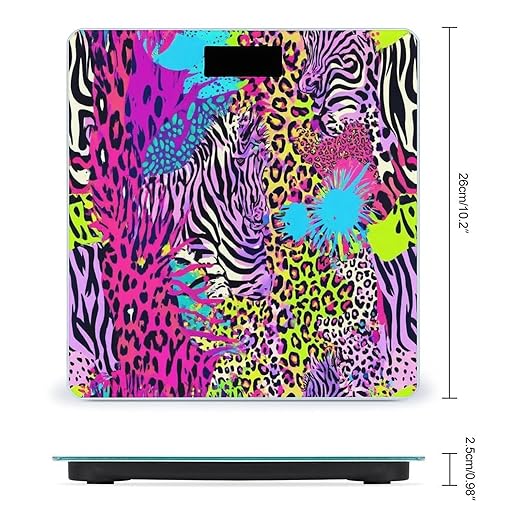 Women's Fashion Automatic Switch Digital Bathroom Weighing Scale Smart Scale Rainbow Animal Zebra Tiger Cheetah Leopard Print Splatter