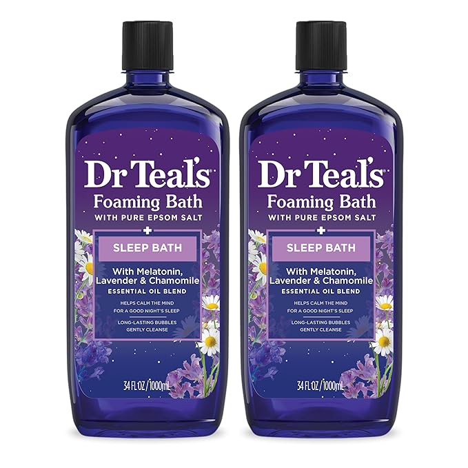 Dr Teal's Foaming Bath &amp Body Wash Bundle with Epsom Salt Melatonin Lavender &amp Chamomile (2 x 34 fl oz 2 x 24 fl oz)