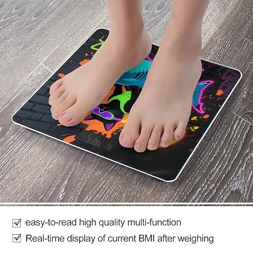 Blacklight Cat Riding Shark Scale for Body Weight Sturdy Tempered Glass Weighing Scales with LCD Display Accurate Digital Bathroom Scale Convenient Body Fat Smart Scales Easy Read