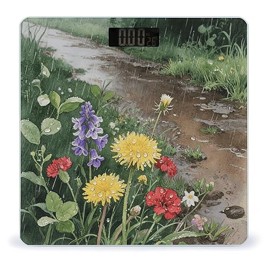 Wildflowers Daisy Weight Scale Large Bathroom Scales Digital Weight with Bright LED Display Non Slip Automatic Weighing Scale Fashion Weighing Machine for Body