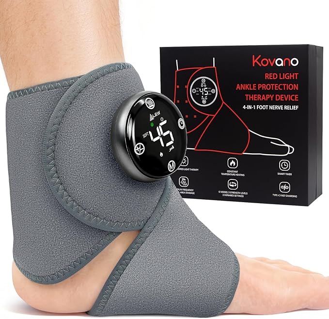 Large Fit Pro Foot Massager – Red-Light Therapy 5-Level Graphene Heating 6 Modes × 3 Intensities Waterproof Inner Liner &amp 90-Min Rechargeable BatteryMulti-Area Use for Ankle Knee Back Neck