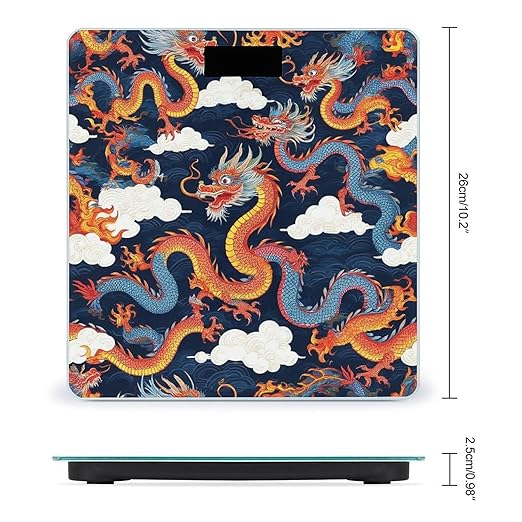 Men's Fashion Automatic Switch Digital Bathroom Weighing Scale Smart Scale Cool Japanes Dragons
