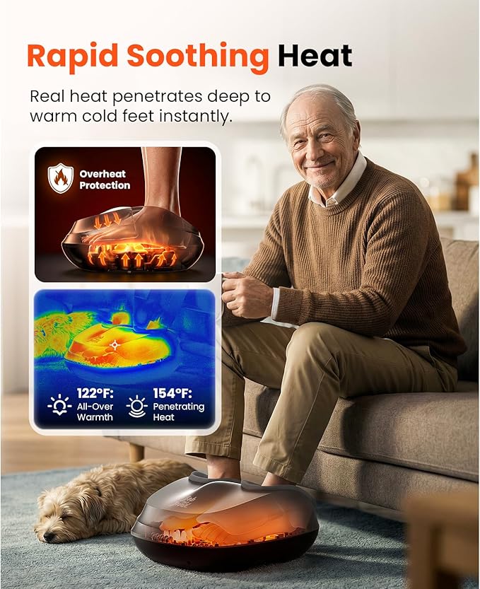 BOB AND BRAD Shiatsu Foot Massager with Heat and RemoteFSA Eligible HSA Deep Kneading Electric Feet Massager for Plantar Fasciitis Fits US Size 12