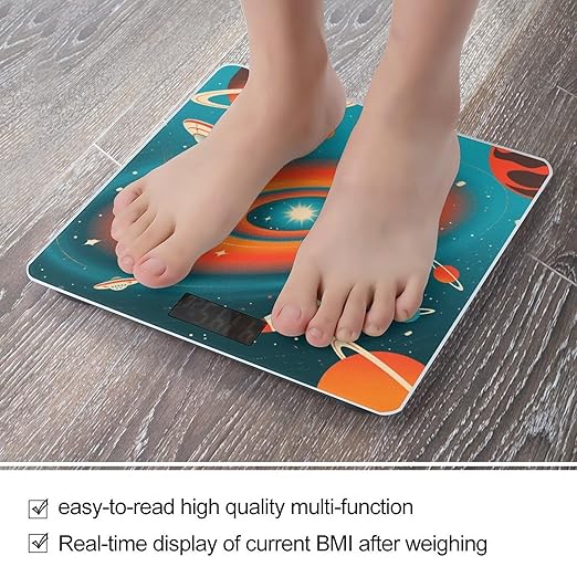 Science Fiction Galaxy Space Scale for Body Weight Sturdy Tempered Glass Weighing Scales with LCD Display Accurate Digital Bathroom Scale Convenient Body Fat Smart Scales Easy Read