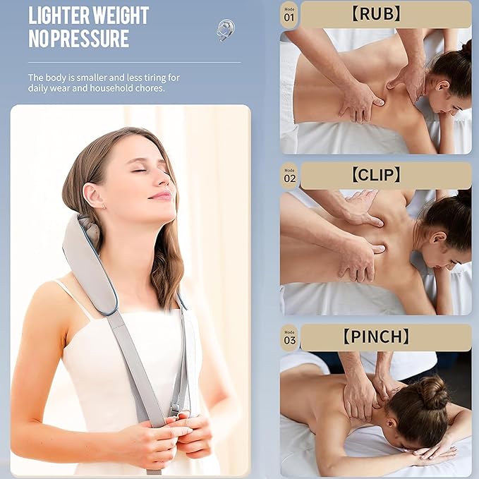 Neck Massager with Heat Cordless Deep Tissue 4D Kneading Massage Electric Shiatsu Back Shoulder and Neck Massager for Neck Traps Back and Leg Pain Relief Gifts for Men Women Mom and Dad Blue