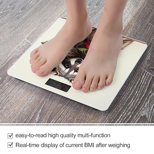 Funny Raccoon Scale for Body Weight Accurate Digital Bathroom Scale Toughened Glass High Precision Scales Smart Weight Scales with Large LCD Backlight Display Weighing Machine