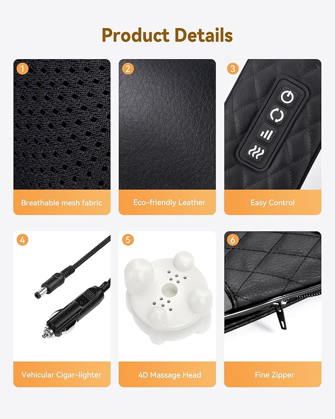 KNQZE Neck and Shoulder Massager with Soothing Heat Shiatsu Kneading Massage Pillow Adjustable Intensity for Home and Office Use