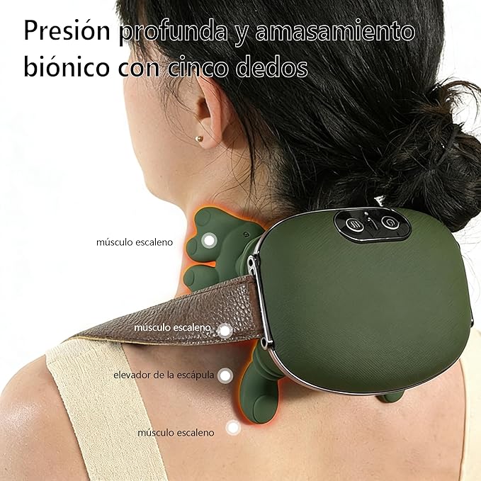 Biomimetic Heated Massager Portable Acupressure Neck and Back Massager Electric deep Tissue 4D kneading Massage Designed to Relieve Pain and Relax Muscles with Simulated Human Hands(Green)