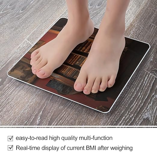 Bookshelf Bathroom Scale for Body Weight LCD Display Digital Bathroom Scale Tempered Glass Bathroom Weight Scales Fashion Smart Scales for Home Bedroom 400 Lb