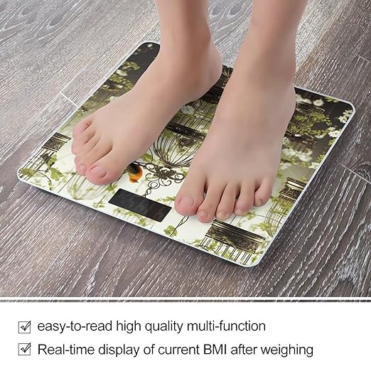Birdcages and Birds Scale for Body Weight Accurate Digital Bathroom Scale Toughened Glass High Precision Scales Smart Weight Scales with Large LCD Backlight Display Weighing Machine