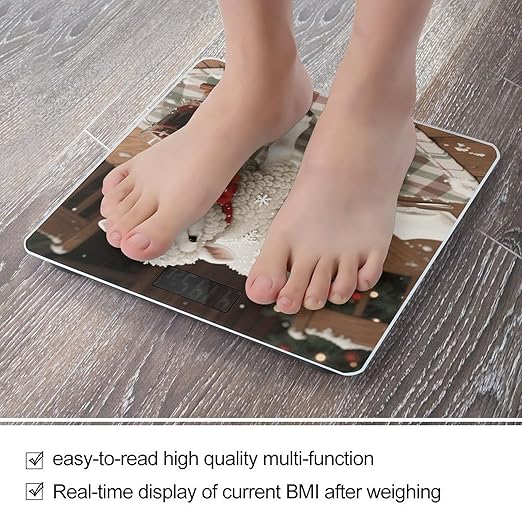 Christmas Sheep Weight Scale Large Digital Bathroom Scales with Bright LED Display Non Slip Digital Scale and Step On Fashion Weighing Machine for Body