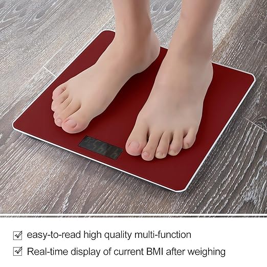 Automatic Switch Digital Bathroom Weighing Scale Smart Scale for Body Weight Brick Red