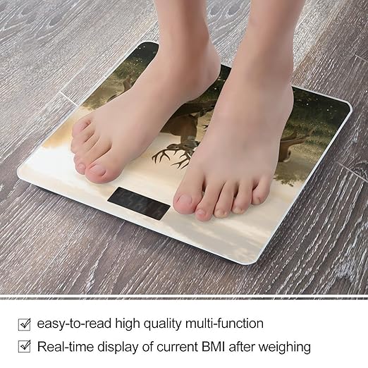 Deer Grass Hunting Scale for Body Weight Sturdy Tempered Glass Weighing Scales with LCD Display Accurate Digital Bathroom Scale Convenient Body Fat Smart Scales Easy Read