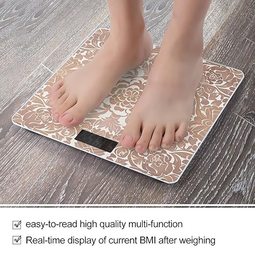 Rose Gold Wallpaper Scale for Body Weight Accurate Digital Bathroom Scale Toughened Glass High Precision Scales Smart Weight Scales with Large LCD Backlight Display Weighing Machine