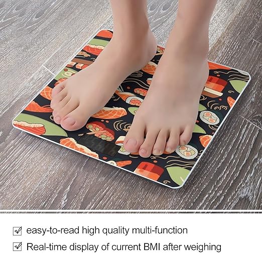 Japanese Sushi Shrimp Smart Scale for Body Weight Accurate Bathroom Scale with LED Display Digital Weight Scales Weighing Machine High Precision Scales for Bath Home