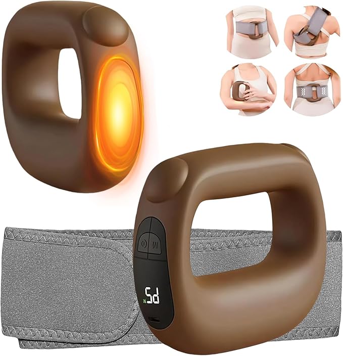 Deep Tissue Percussion Muscle Massage Gun: with Heat Adjustable Intensity and Speed Super Quiet USB-C Rechargeable Portable Pain Relief for Athletes and Everyone Ideal Gift（Brown）