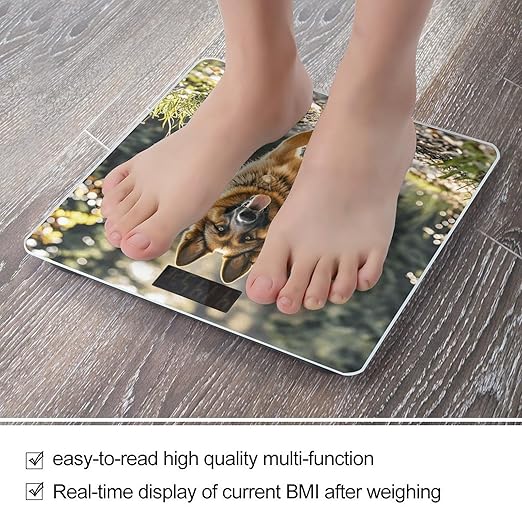 Running German Shepherd Dog Scale for Body Weight Sturdy Tempered Glass Weighing Scales with LCD Display Accurate Digital Bathroom Scale Convenient Body Fat Smart Scales Easy Read