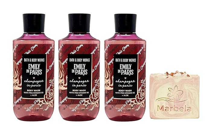 Bath &amp Body Works Emily In Paris Champagne In Paris 3 Pack Body Wash Bundle with a Himalayan Salts Springs Bar Soap - Full Size