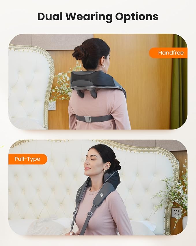 CILI Cordless Massager for Pain Relief Deep Tissue Shiatsu Neck Back Massager for Pain Relief 3 Heating Areas &amp Adjustable Straps Gifts for Him/Her